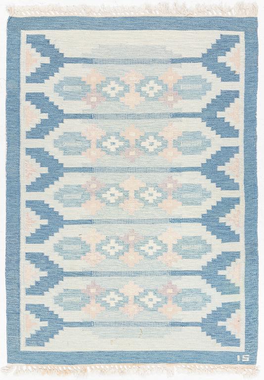 Ingegerd Silow, a flat weave rug, signed IS, c. 195 x 140 cm.