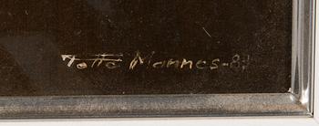 Totte Mannes, oil and collage on board, signed and dated -83.