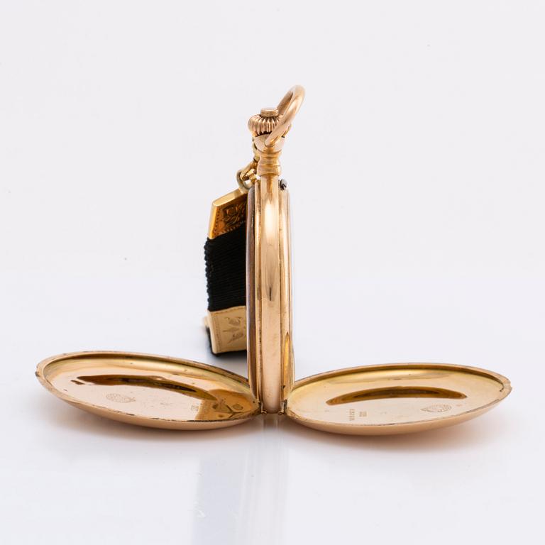 OMEGA pocket watch, riding case 18K, 53 mm.