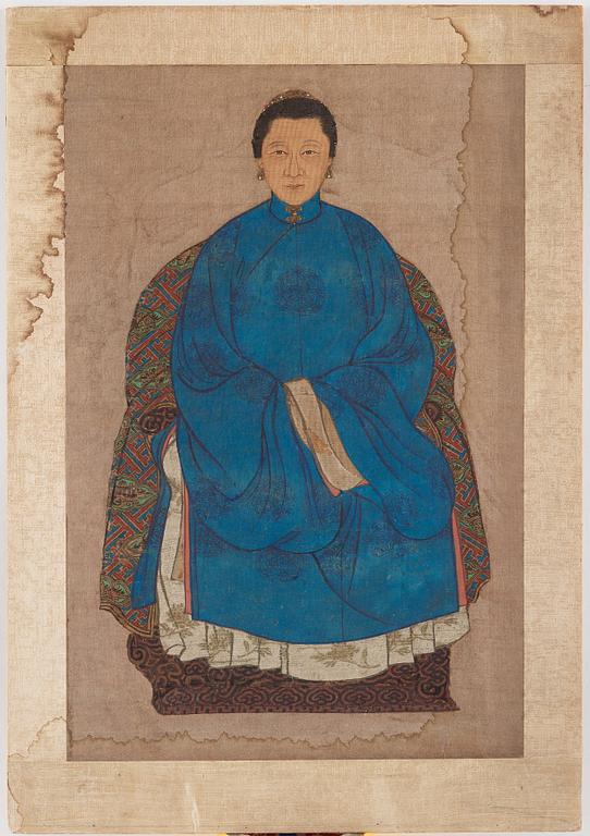 A Chinese ancestor portrait, 20th century.