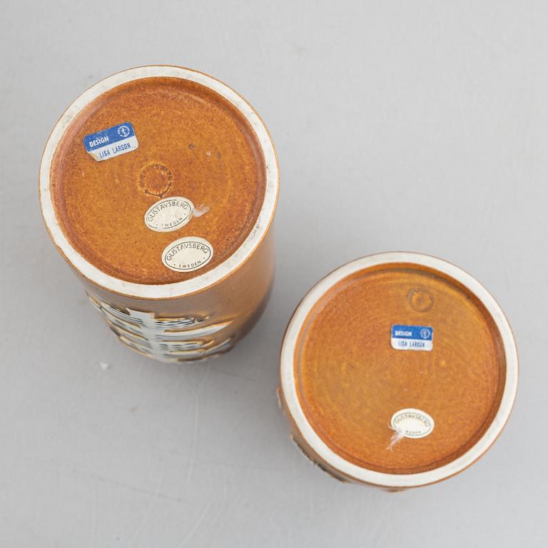 Lisa Larson, vaser, 4 st, skålar, 2 st och fat, 2 st, stengods "Thalia", Gustavsberg.