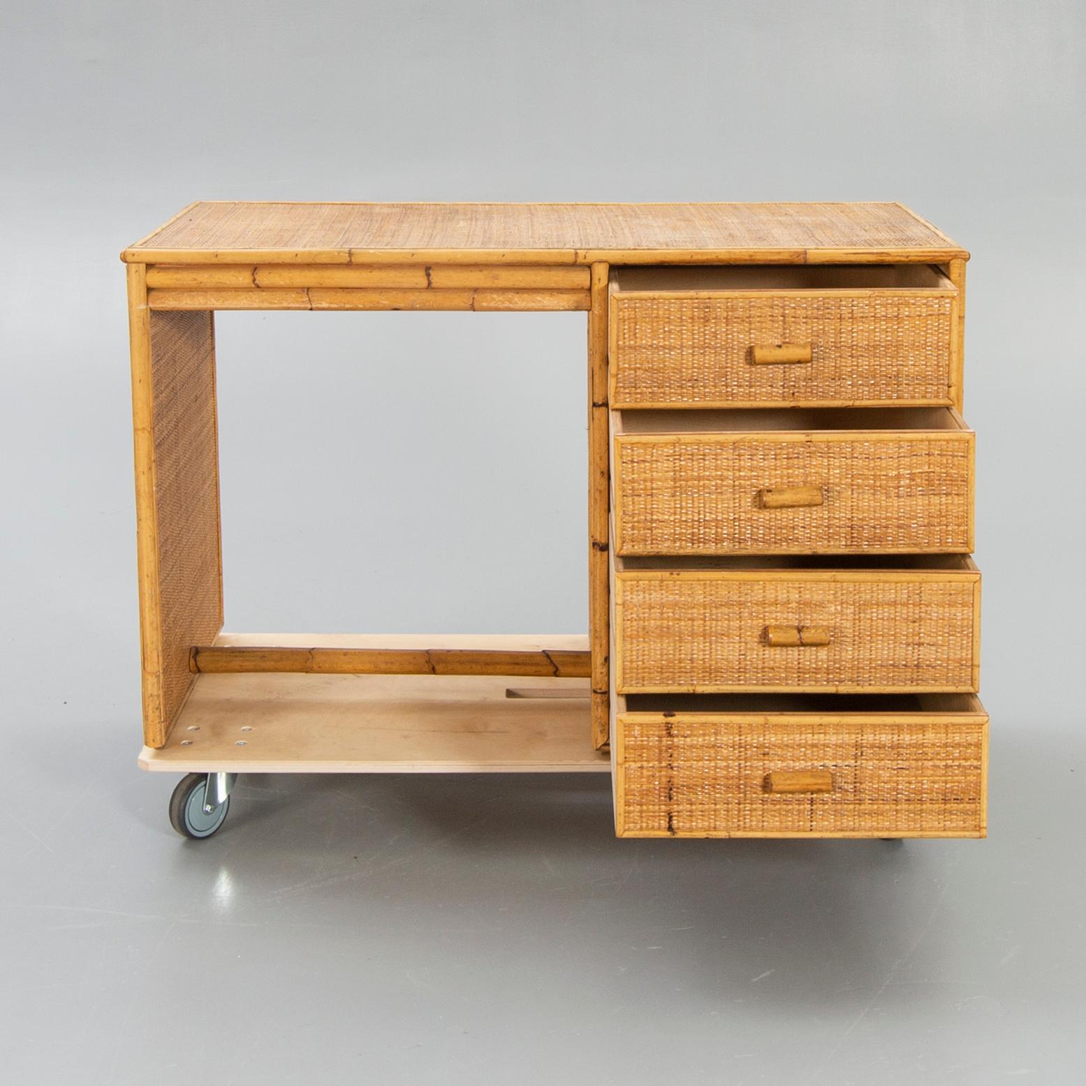 Desk, "Bal Vera", rattan, 1960s.