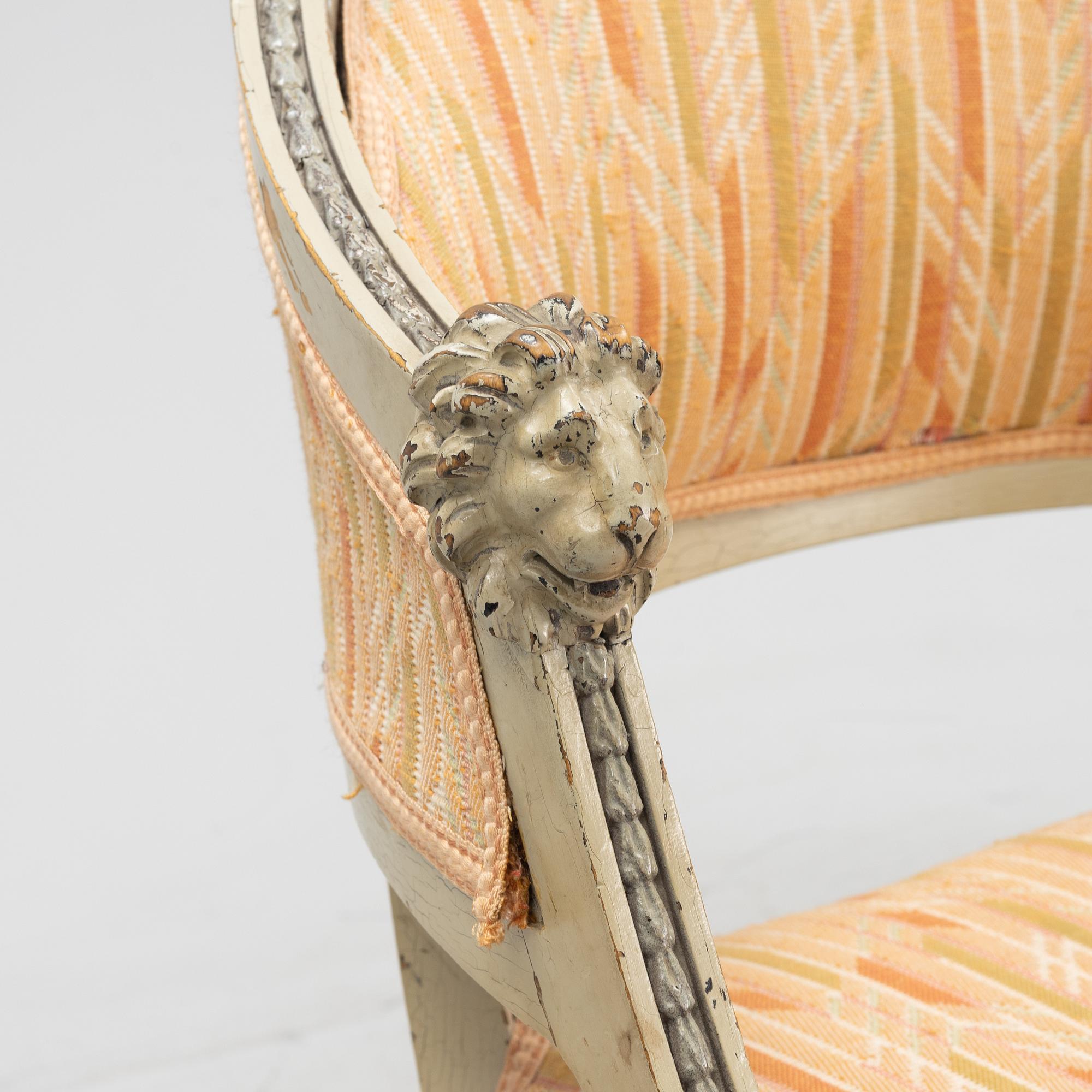 A pair of late Gustavian style armchairs, second half of the 19th century.