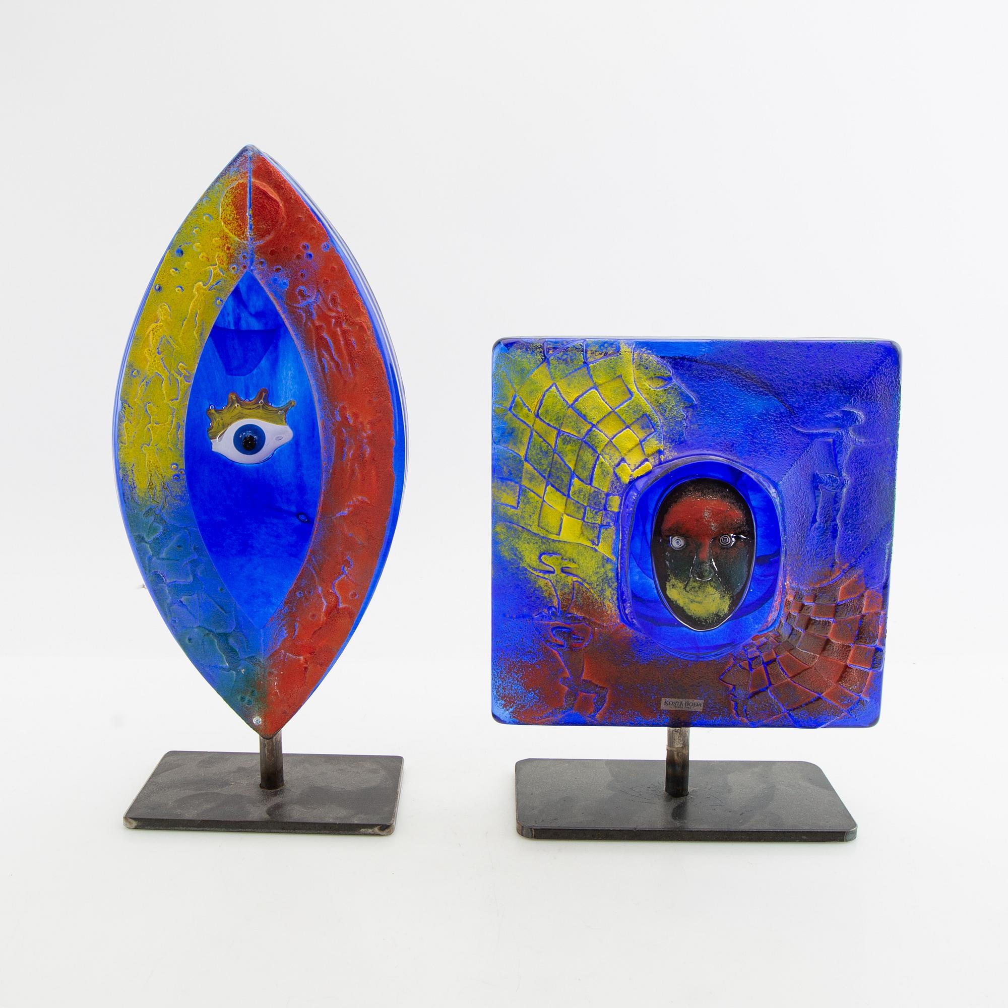 Kjell Engman, two items, Kosta Boda.