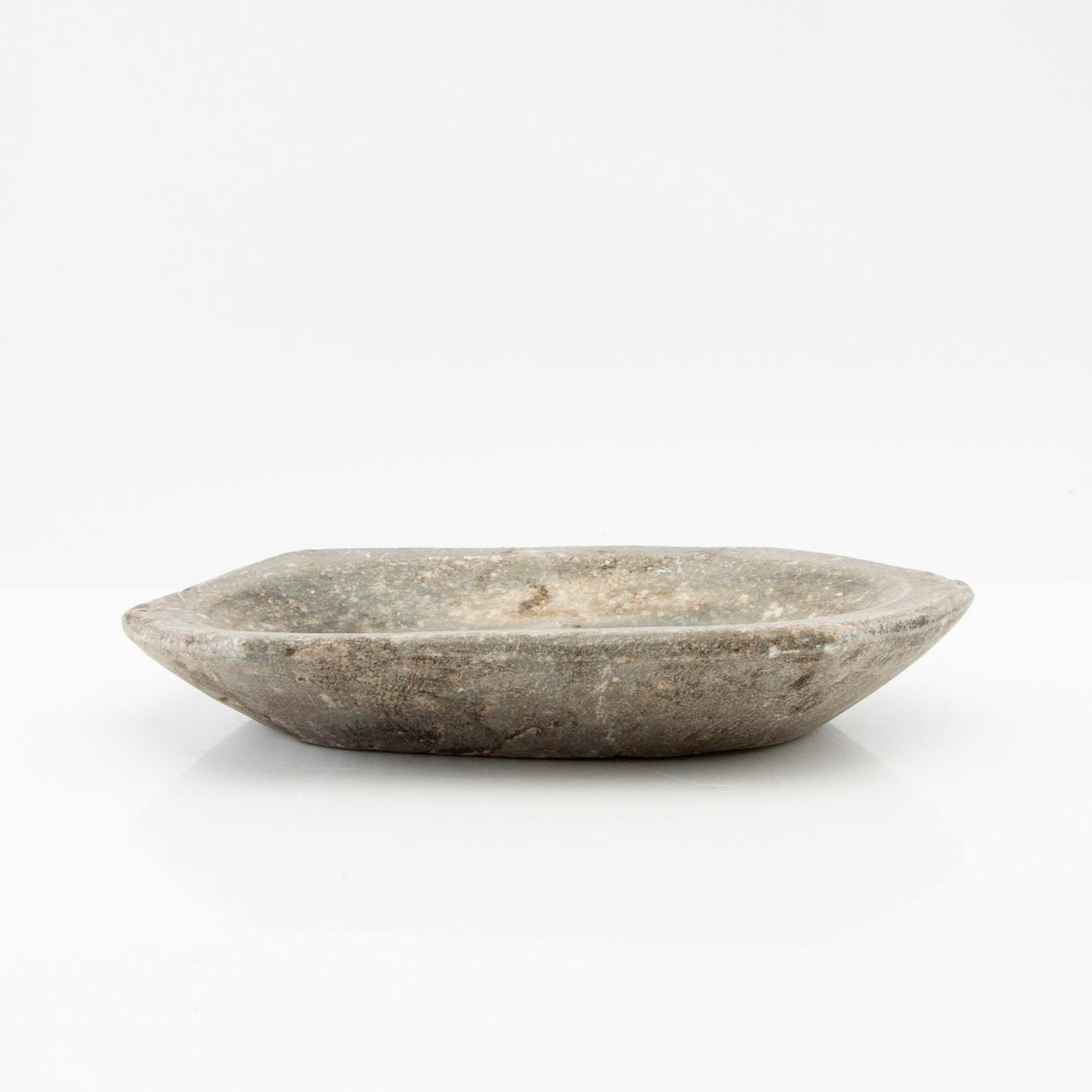 Mortars, 2 pieces, and a dish, late 19th/early 20th century.