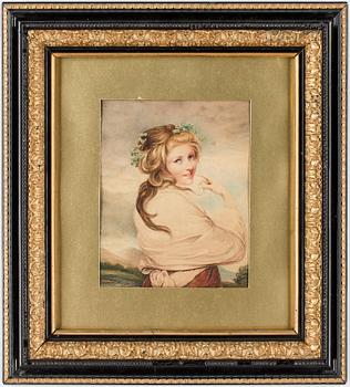 Joshua Reynolds · SIR JOSHUA REYNOLDS, kopia efter, gouache, ej signerad. Omkring 1900.