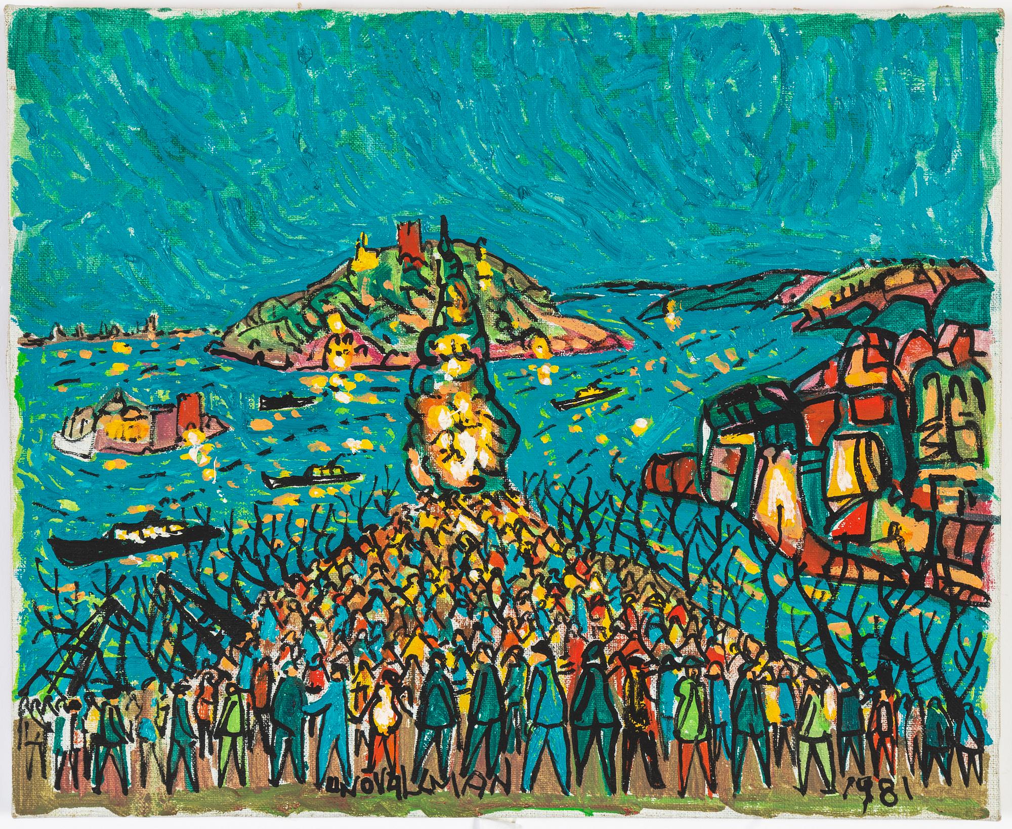 Uno Vallman, olja på duk, signerad och daterad 1981.