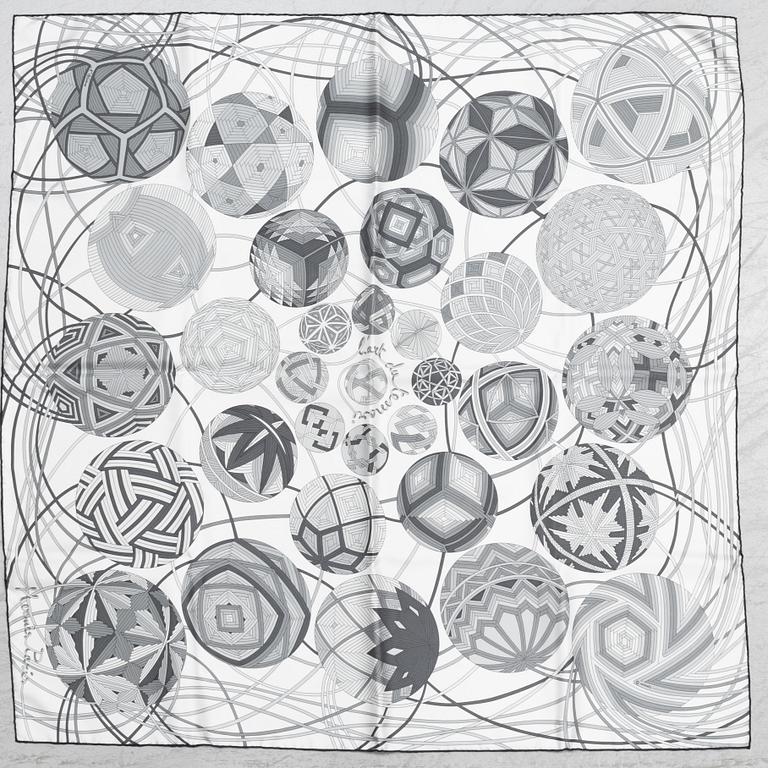 Hermès, a 'L'Art du Temari' silk scarf.