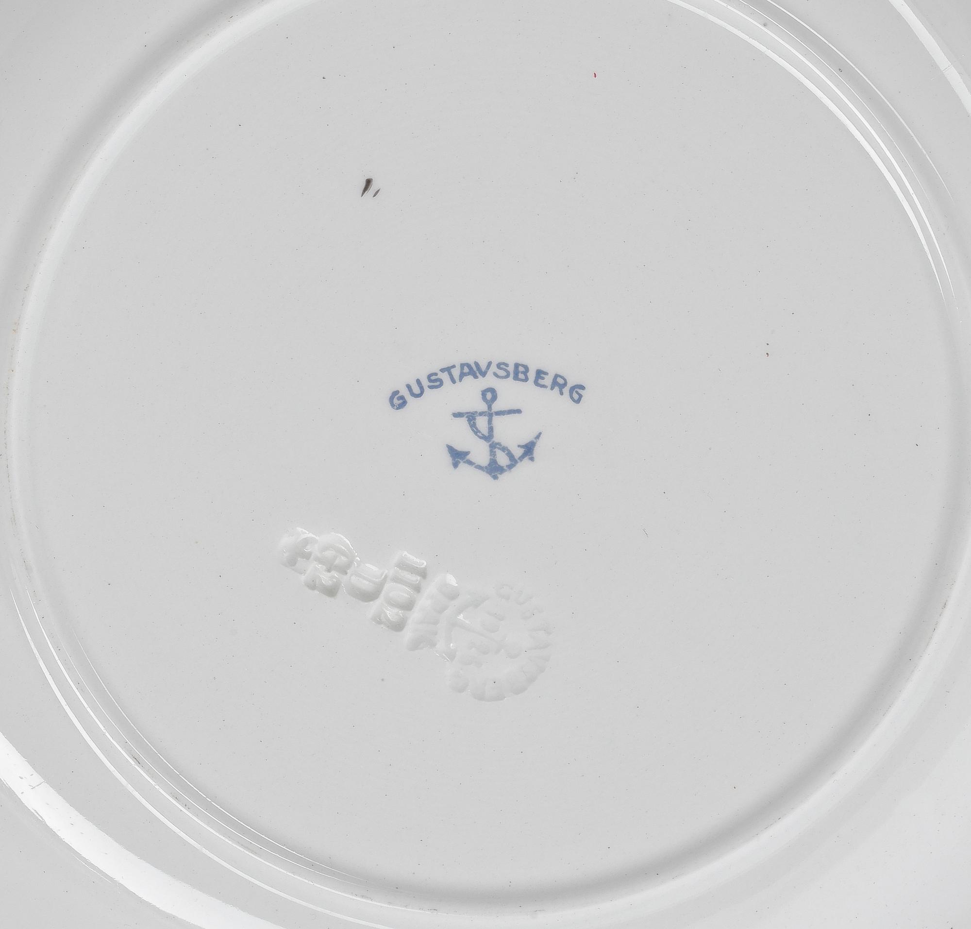 MATSERVISDELAR, 73 st, flintgods, jugend, "Margareta", Gustafsberg 1908-18.