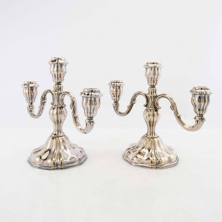 Candelabra, a pair, Rococo style, mid-20th century.