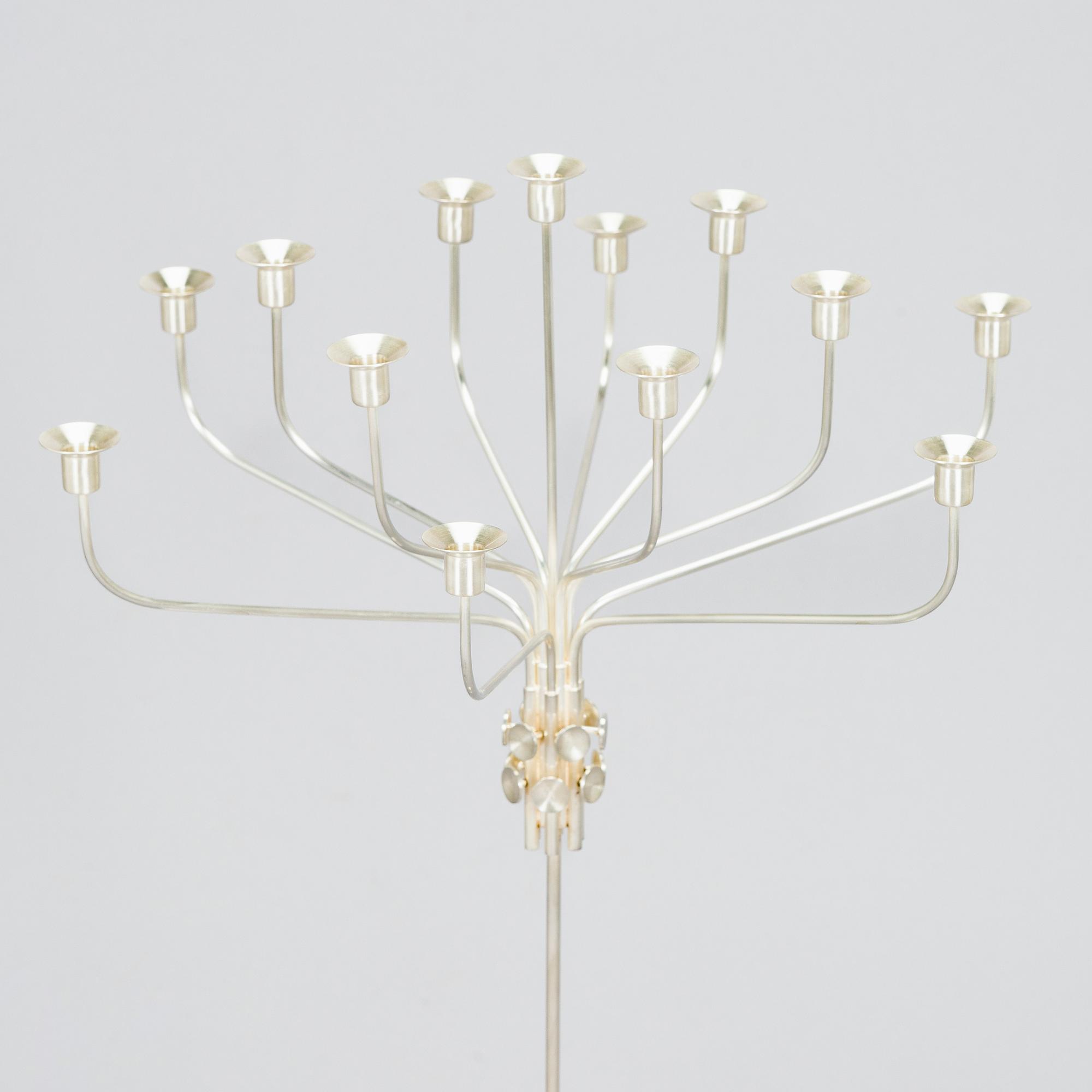 Tapio Wirkkala, a thirteen-candle silver candelabrum, model TW 412, Kultakeskus, Hämeenlinna Finland 2008.
