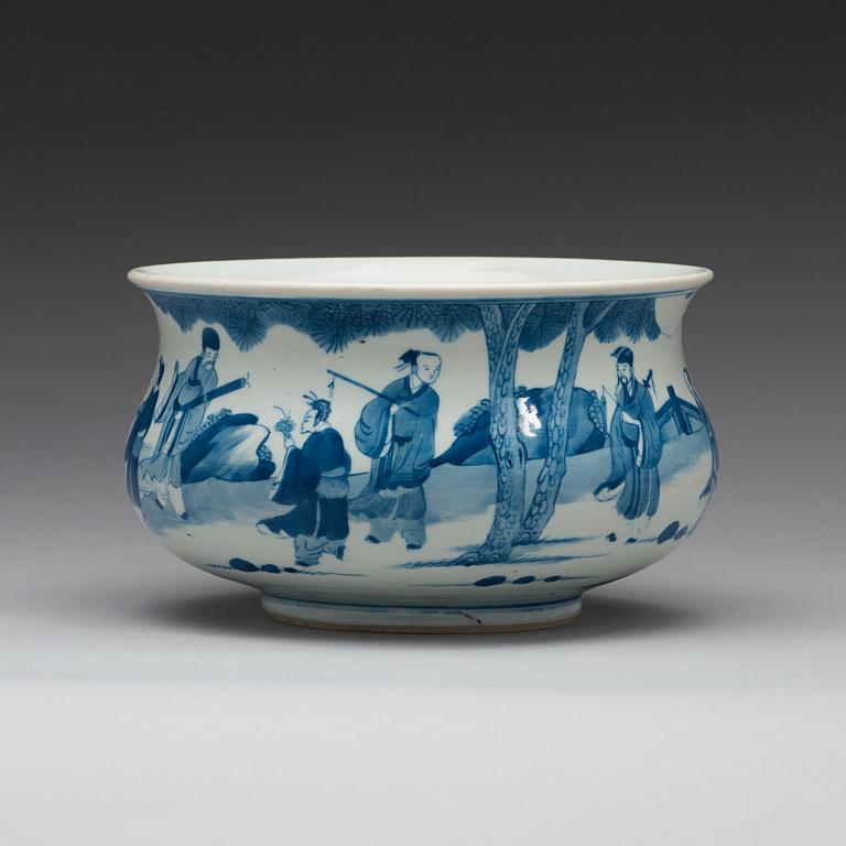 A blue and white censer, Qing dynasty, Kangxi (1662-1722).