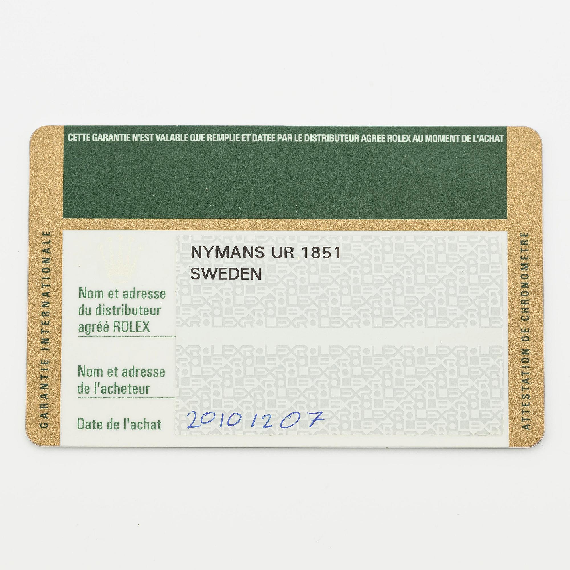 Rolex, Submariner, ”Hulk”, "First Year Edt", "Mark 1 Dial", ca 2010.