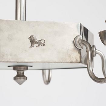 A Swedish Grace pewter ceiling light, probably by Guldsmedsaktiebolaget, Sweden 1920-30's.