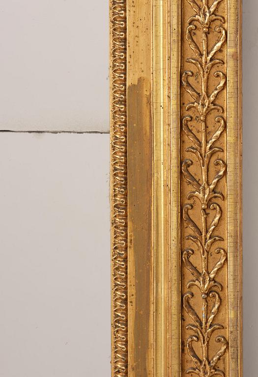 A late Gustavian giltwood mirror, Stockolm circa 1800.