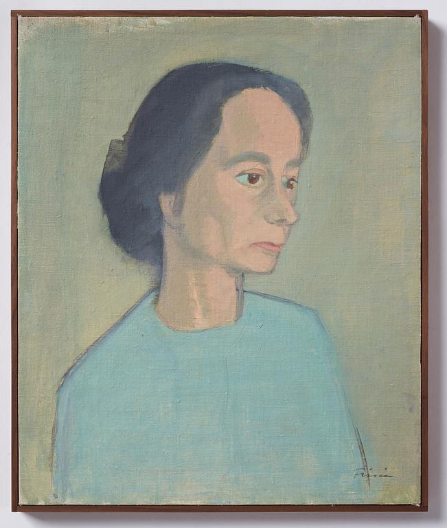 Vera Frisén, olja på uppfodrad duk, signerad.