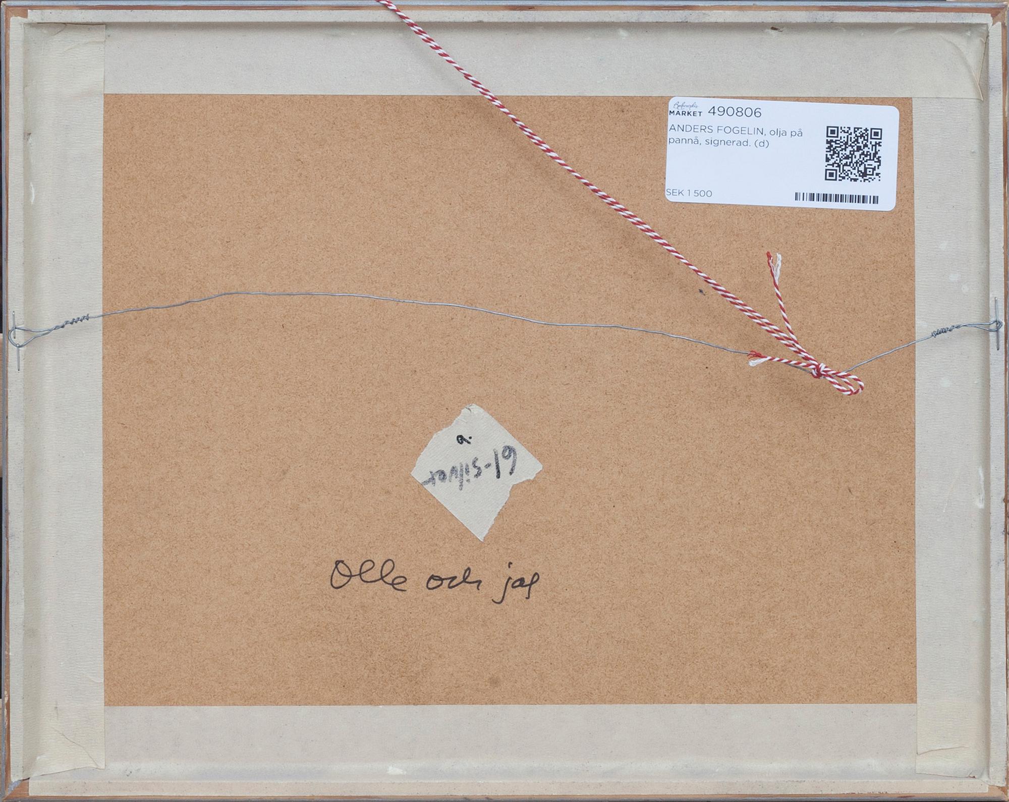 ANDERS FOGELIN, olja på pannå, signerad.