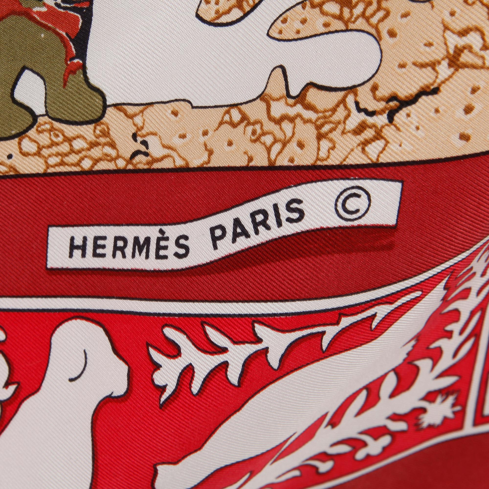 SCARF, siden, "Early America", design Francoise De La Perriere, Hermès, Paris.
