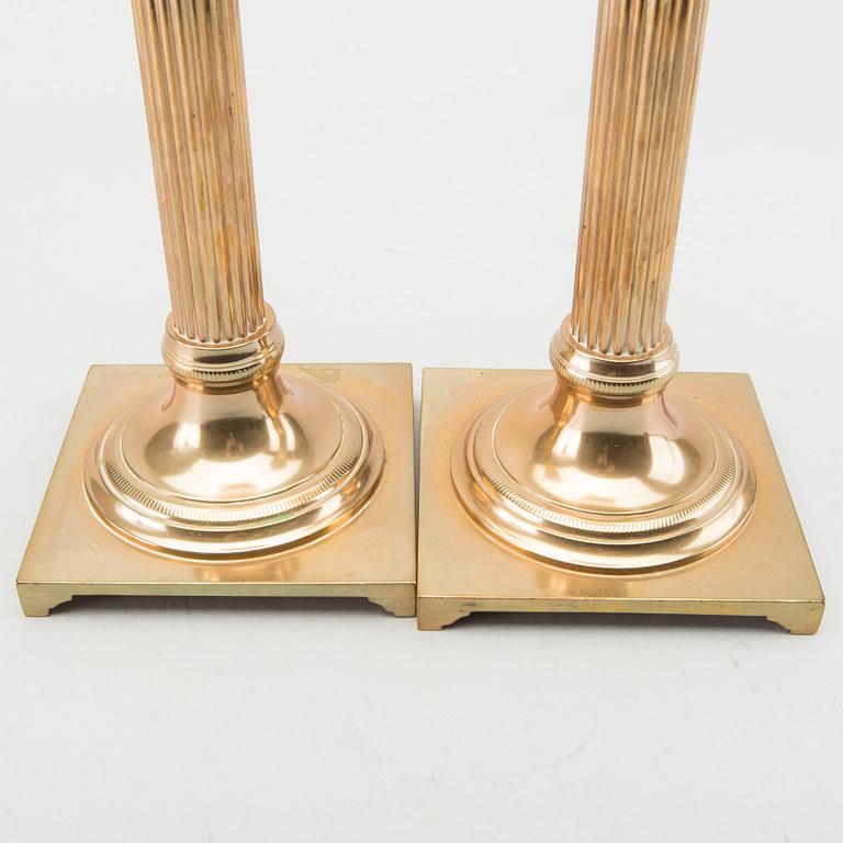 A PAIR OF GUSTAVIAN STYLE BRASS CANDLESTICKS BY SKULTUNA, Sweden 20th century.