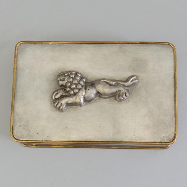 A Svenskt Tenn pewter and brass box,  Stockholm 1930.