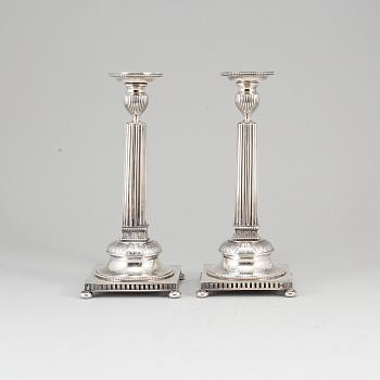 A pair of Swedish early 20th century silver candlesticks, mark of JE Torsk, Stockholm 1900.