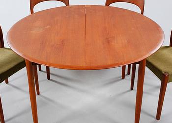 Four chairs and a table, Mogens Kold, 1950/60s.