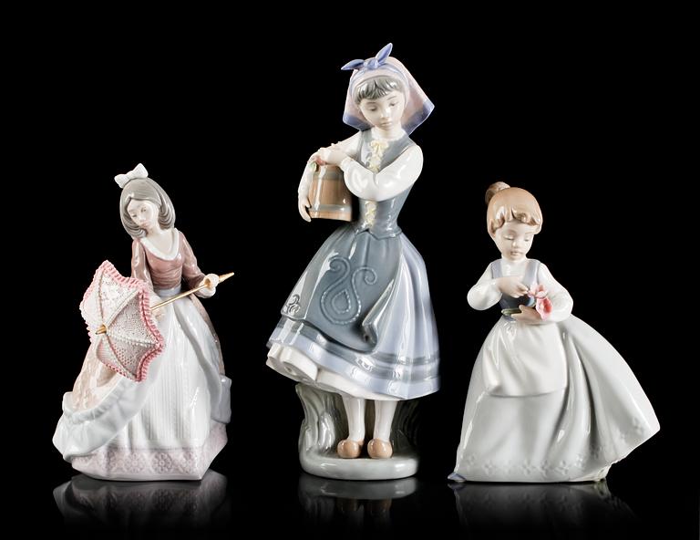 FIGURINER, 3 st, porslin, Lladro, Spanien.