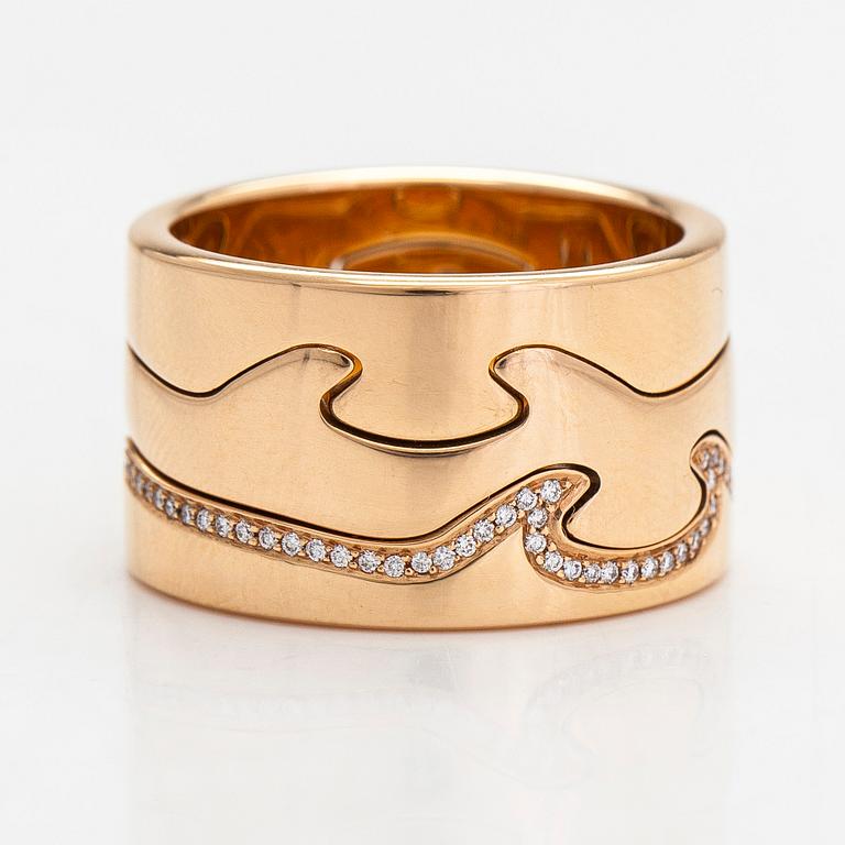 Georg Jensen, ring, "Fusion", 3 st, 18K roséguld med diamanter totalt ca 0.34 ct.