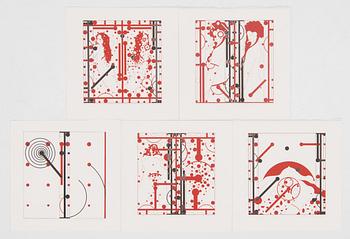 Leonhard Lapin, serigrafier, 5 st, signerade och daterade 1975-1979/2001, numrerade.