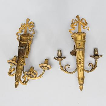 A pair of wall candelabras, probably French, late 19th century.