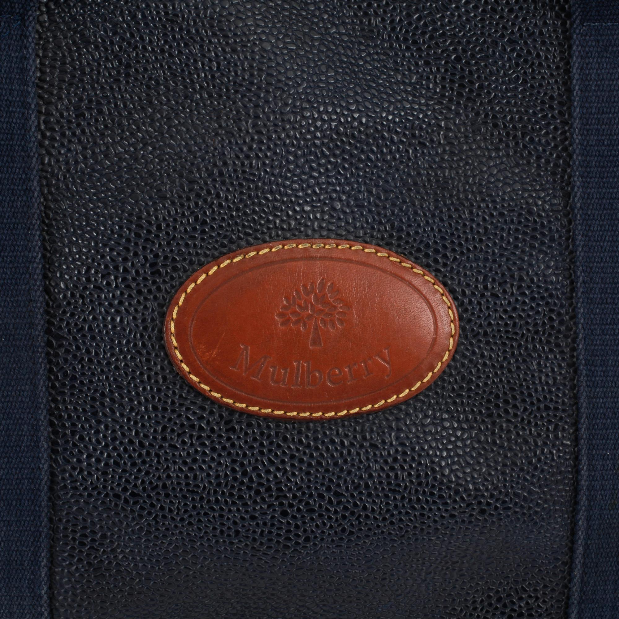 MULBERRY, dark blue leather weekendbag.