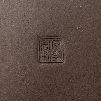 A group of four Chinese brown yixing teapots, 1980/90s.