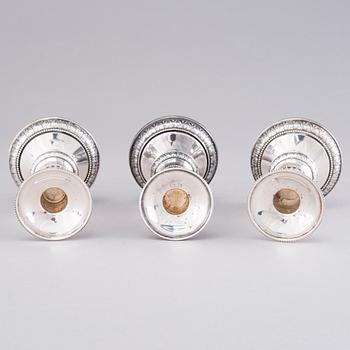 LJUSSTAKAR, 3 st, silver, Kultateollisuus, Åbo 1958 och 1968.