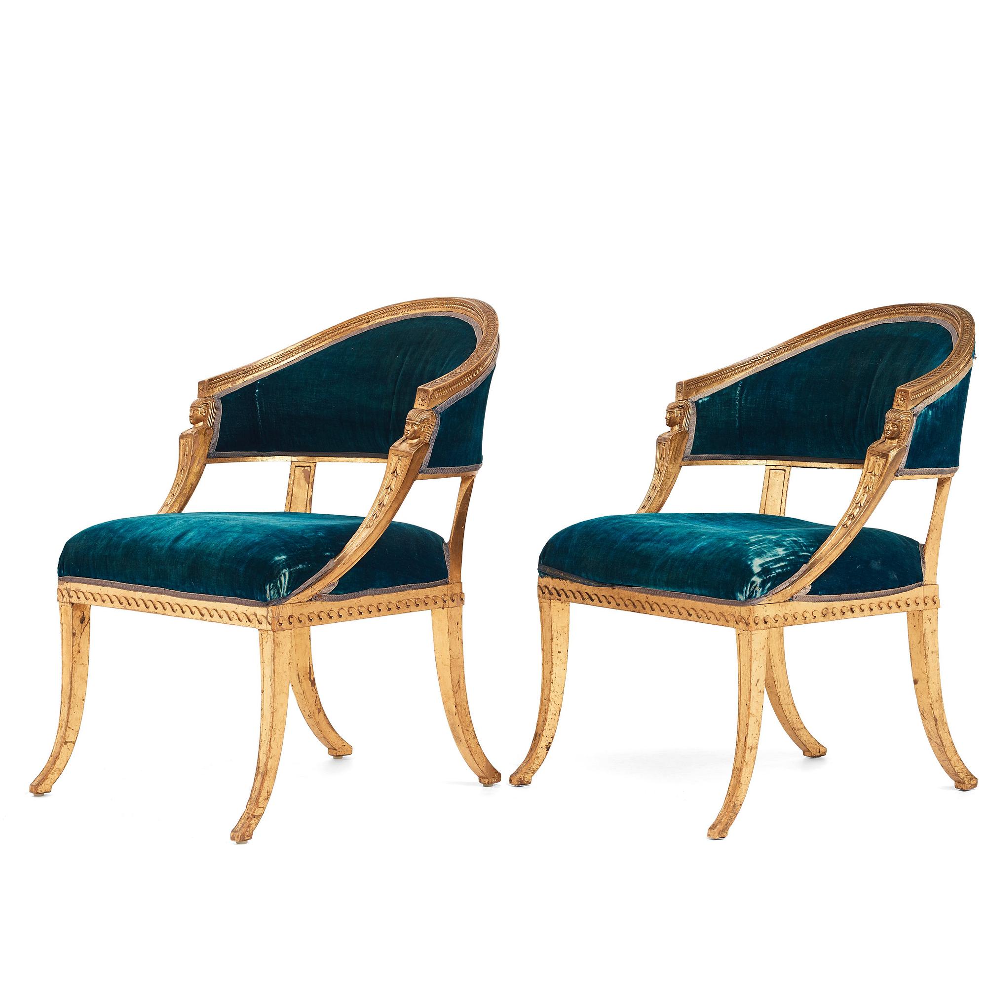 A pair of late Gustavian armchairs by Ephraim Ståhl (master in Stockholm 1794-1820).