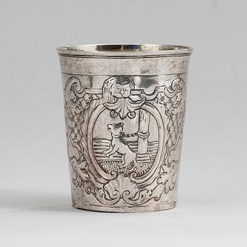 BÄGARE, silver, Ryssland, Moskva 1750-tal, Mihail Maksimov Klushin (Михаил Максимов Клушин), vikt 81 g.