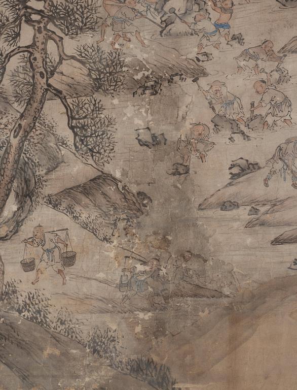Rullmålning, signerad Wenhuan 文焕, Qingdynastin, daterad 1888.