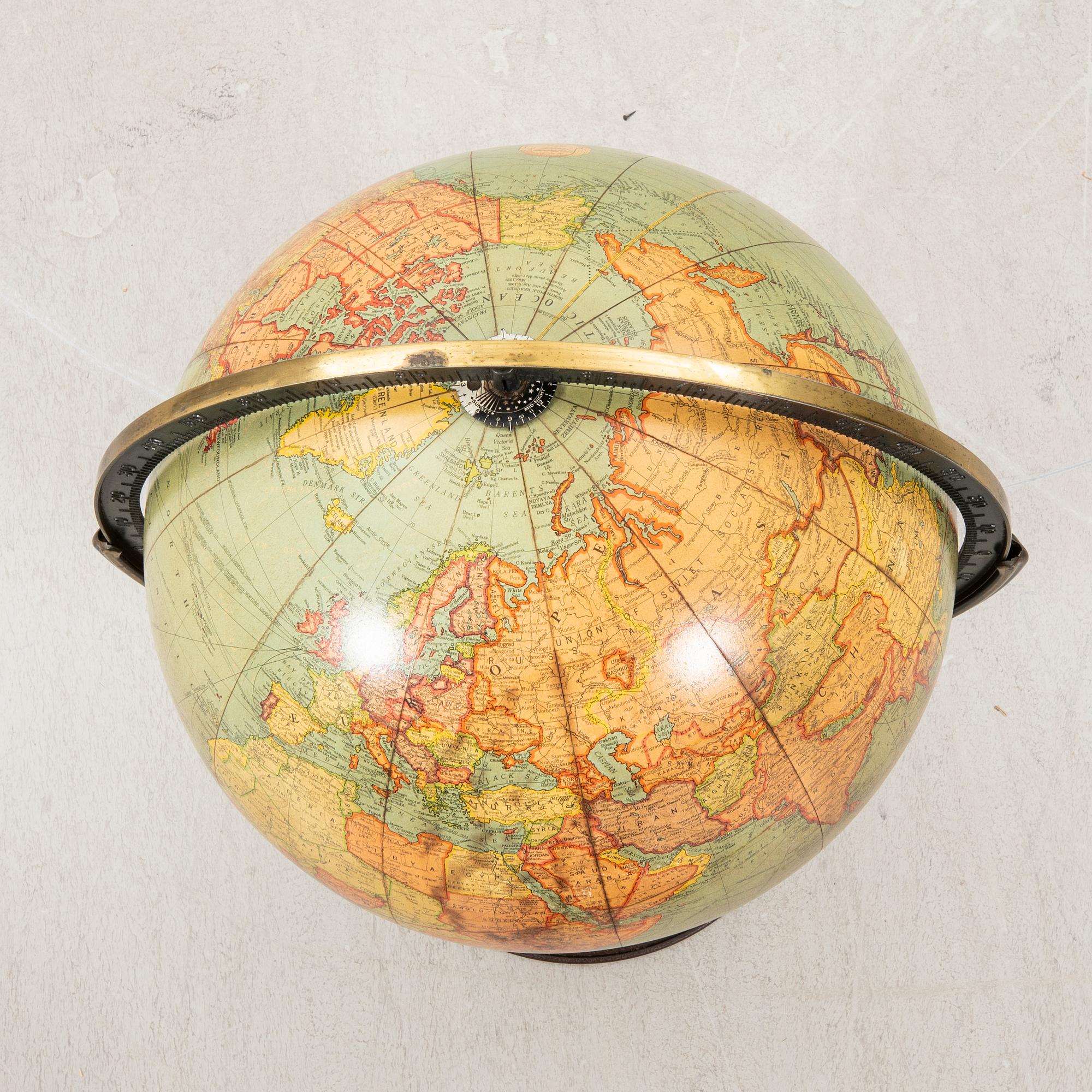 Jordglob USA Reploges globes 1940/50-tal.