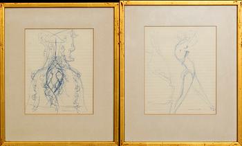 MAX WALTER SVANBERG, two signed and dated ink drawings.