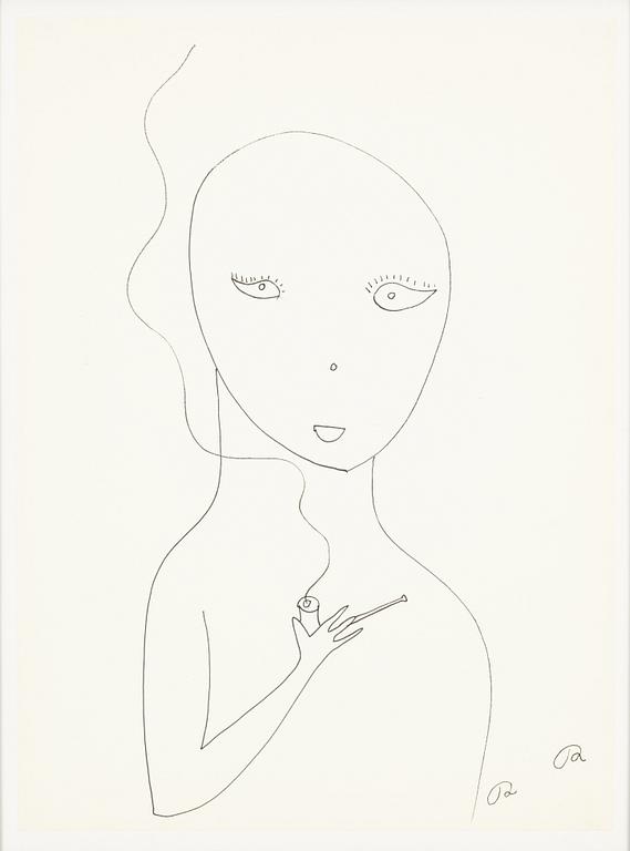 Roger Risberg, indian ink drawing, signed. Executed in 2008.