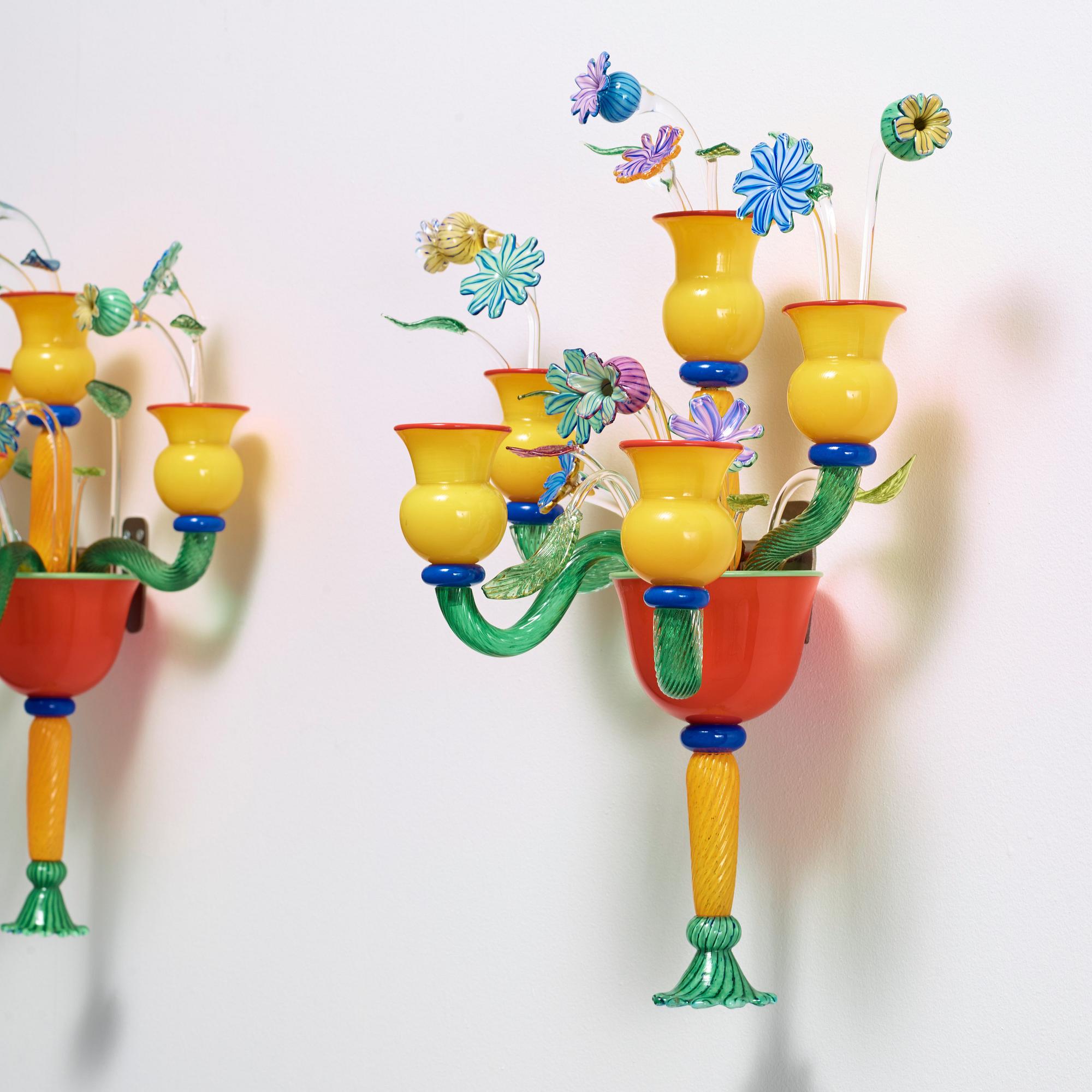 Jonas Rooth, a pair of glass wall sconces, Kivik 1999, Sweden.
