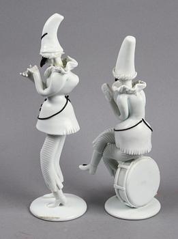 FIGURINER 2 st, glas, Italien, 1900-tal.