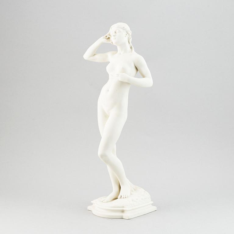 A parian ware figurine after the sculpture "Snöklockan" by Per Hasselberg, Gustavsberg.