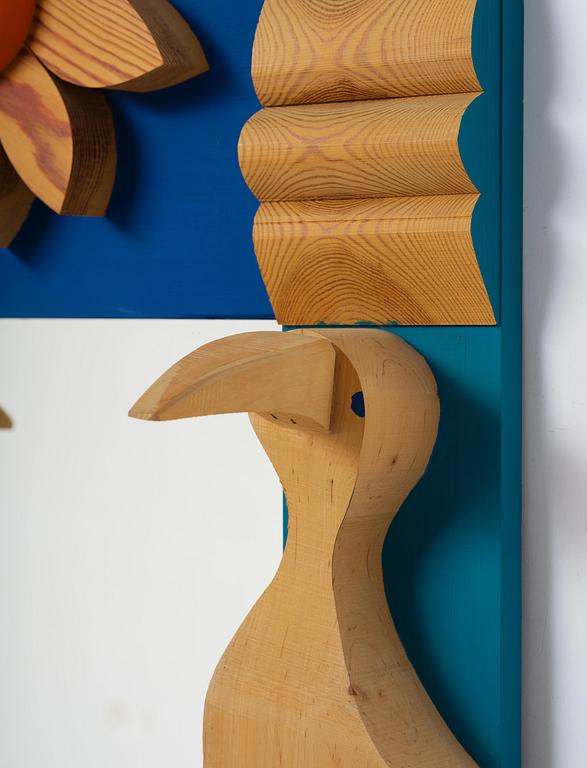Erik Höglund, a wall mirror with two candle holders, Eriksmålaglas, Sweden, 1960s-70s.