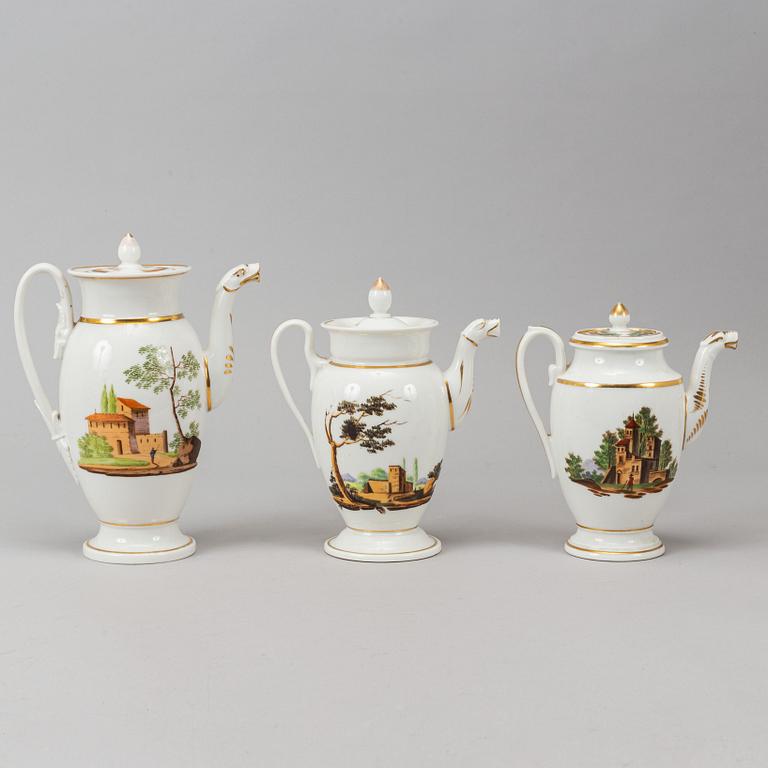 A French part coffee and tea service, empire, early 19th century (18 pieces).