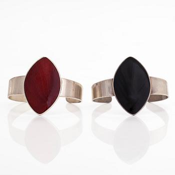 Pekka Piekäinen, bracelets, 2 pcs, silver, enamel, Platinoro 2007.