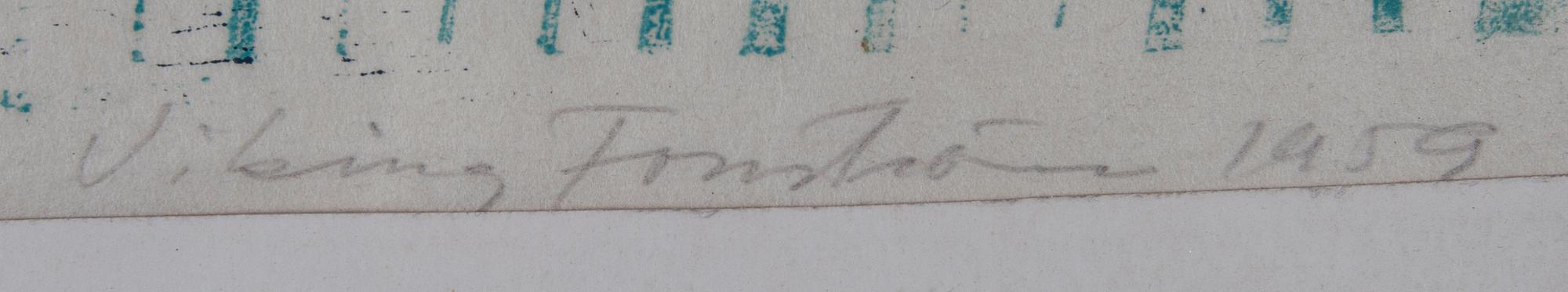 VIKING FORSSTRÖM, träsnitt, signerad och daterad 1959, numrerad T.pl'a 5/20.