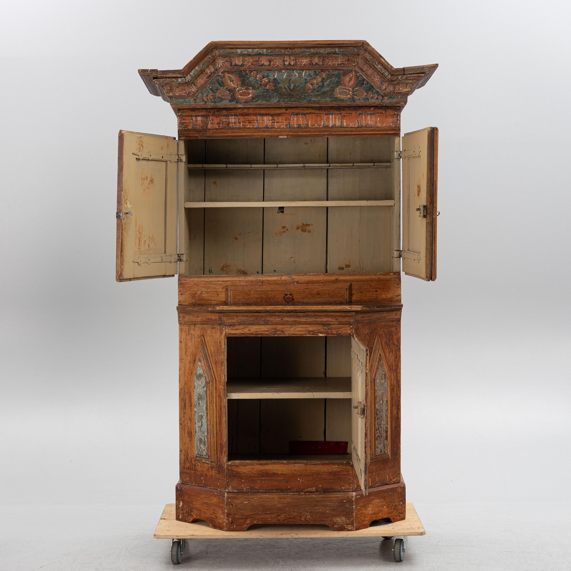 Cabinet, folk art, dated 1780.