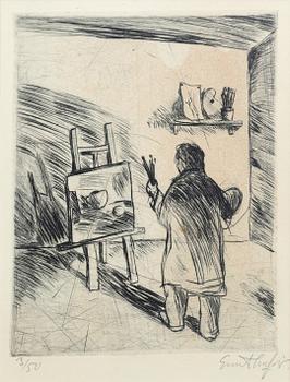 Evert Lundquist, dry point etching, 1955, signed and numbered 3/50.