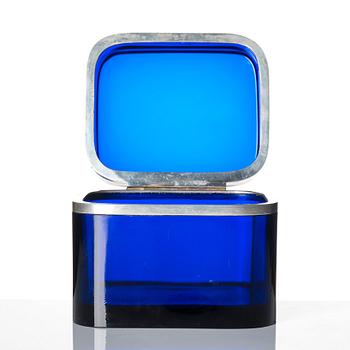 Josef Frank, a pewter mounted blue-tinted glass box, Firma Svenskt Tenn.