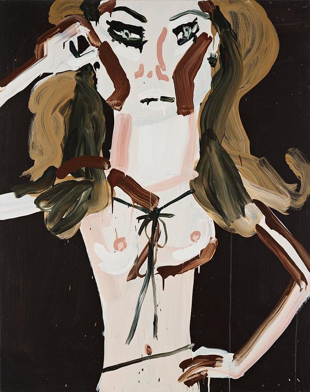 Katherine Bernhardt, "Kate Moss, Nude with a Black Tie".